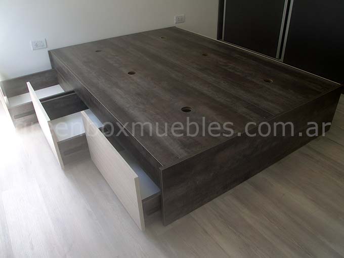 camas box con cajones y zapateros